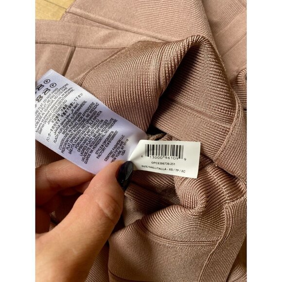 Herve Leger BNWOT womens cap sleeve blush pink midi dress NEW sz Xsmall - Picture 11 of 13